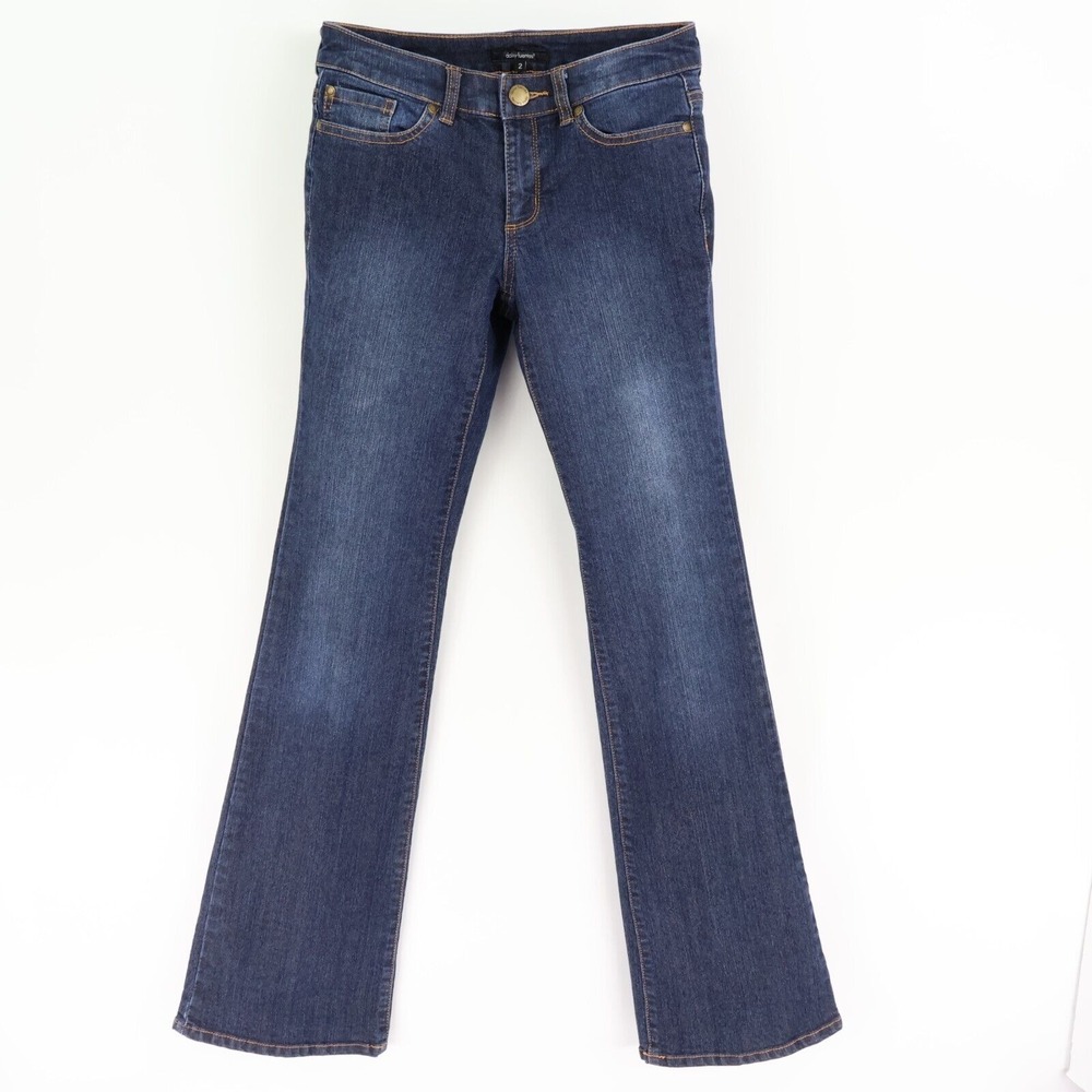 Daisy Fuentes Jeans Bootcut Low Rise Womens Size 2 Blue Faded‎ Stretch Denim